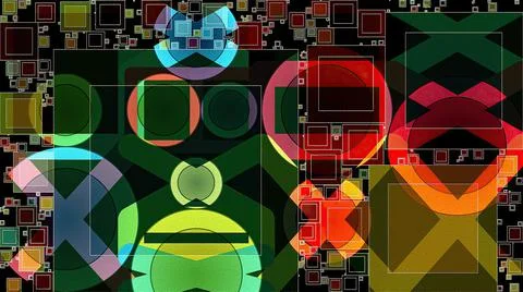 Artwork of abstract composition made with geometrical shapes and elements Stock Illustration
