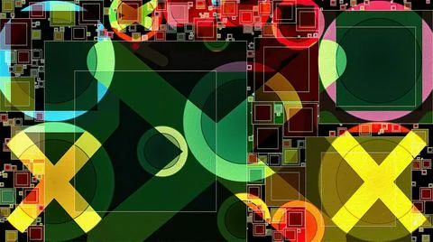 Artwork of abstract composition made with geometrical shapes and elements Stock Illustration