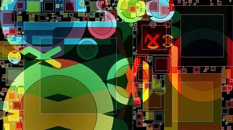 Artwork of abstract composition made with geometrical shapes and elements Stock Illustration