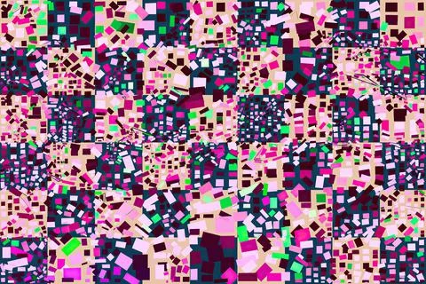 Artwork of abstract composition made with geometrical shapes and elements Illustrazione stock