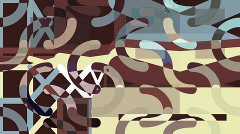 Artwork of abstract composition made with geometrical shapes and elements 스톡 일러스트