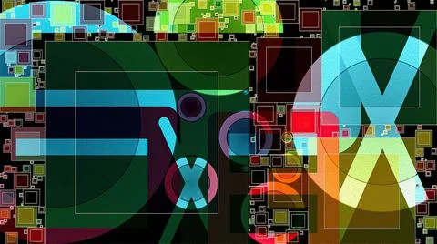 Artwork of abstract composition made with geometrical shapes and elements イラスト素材