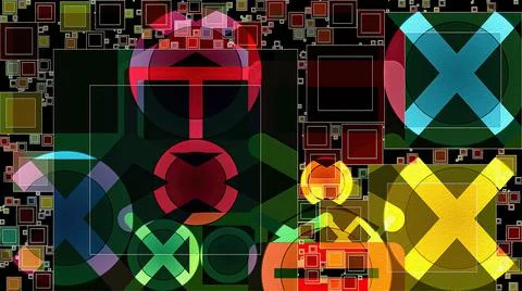 Artwork of abstract composition made with geometrical shapes and elements 스톡 일러스트