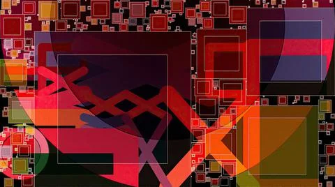 Artwork of abstract composition made with geometrical shapes and elements Stock Illustration
