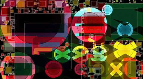 Artwork of abstract composition made with geometrical shapes and elements Stock Illustration