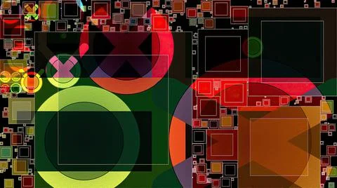 Artwork of abstract composition made with geometrical shapes and elements Stock Illustration