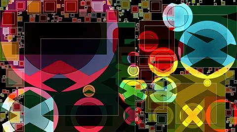 Artwork of abstract composition made with geometrical shapes and elements 스톡 일러스트