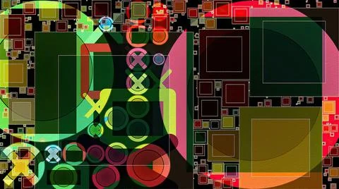 Artwork of abstract composition made with geometrical shapes and elements Stock Illustration