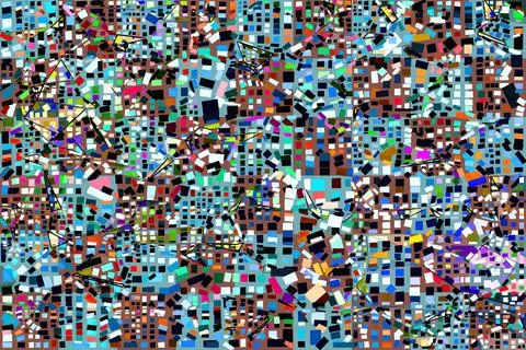 Artwork of abstract composition made with geometrical shapes and elements 库存插图