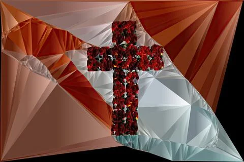 Artwork of abstract composition made with geometrical shapes of cross of Jesu Stock Illustration