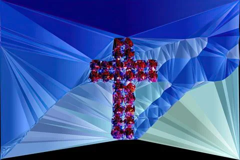 Artwork of abstract composition made with geometrical shapes of cross of Jesu Stock Illustration