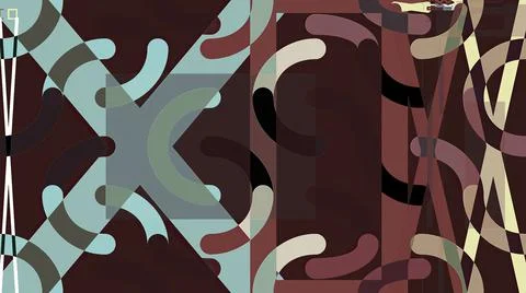 Artwork of abstract composition made with geometrical shapes and elements Stock Illustration