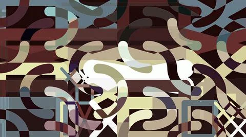 Artwork of abstract composition made with geometrical shapes and elements Illustrazione stock