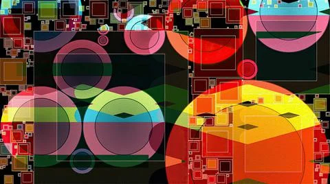 Artwork of abstract composition made with geometrical shapes and elements Stock Illustration