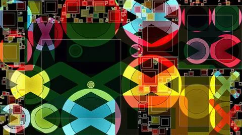 Artwork of abstract composition made with geometrical shapes and elements Stock Illustration