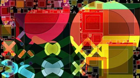 Artwork of abstract composition made with geometrical shapes and elements Stock Illustration