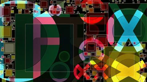 Artwork of abstract composition made with geometrical shapes and elements イラスト素材