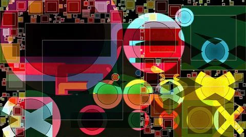 Artwork of abstract composition made with geometrical shapes and elements Stock Illustration