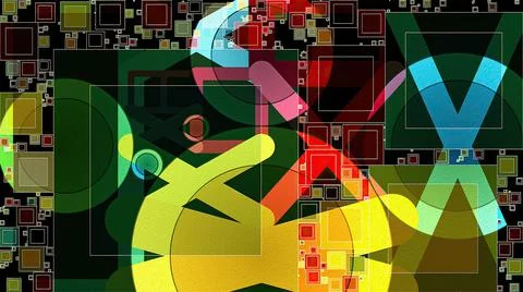 Artwork of abstract composition made with geometrical shapes and elements Stock Illustration