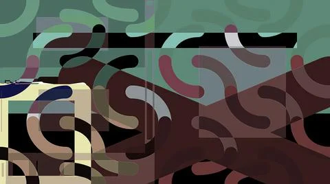 Artwork of abstract composition made with geometrical shapes and elements Stock Illustration