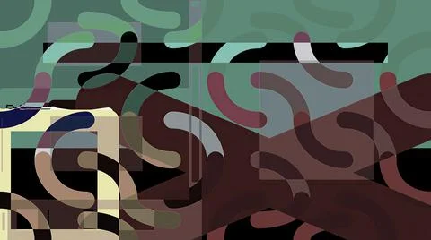 Artwork of abstract composition made with geometrical shapes and elements Stock Illustration