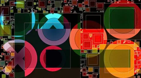 Artwork of abstract composition made with geometrical shapes and elements Stock Illustration