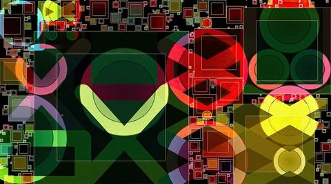 Artwork of abstract composition made with geometrical shapes and elements Stock Illustration