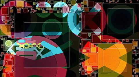 Artwork of abstract composition made with geometrical shapes and elements 스톡 일러스트