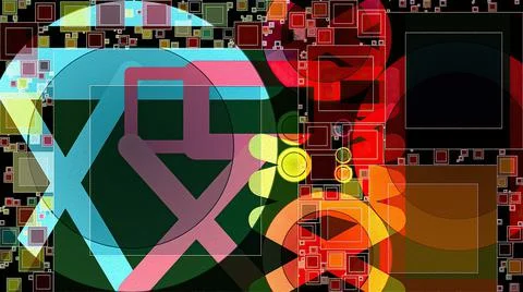 Artwork of abstract composition made with geometrical shapes and elements Stock Illustration