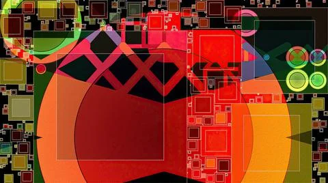Artwork of abstract composition made with geometrical shapes and elements イラスト素材