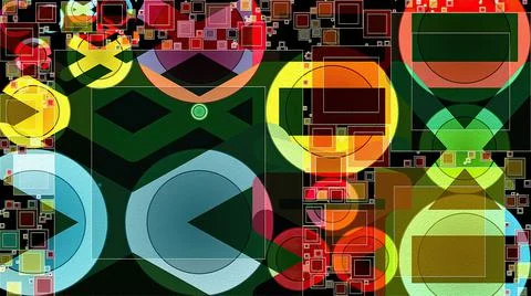 Artwork of abstract composition made with geometrical shapes and elements Stock Illustration