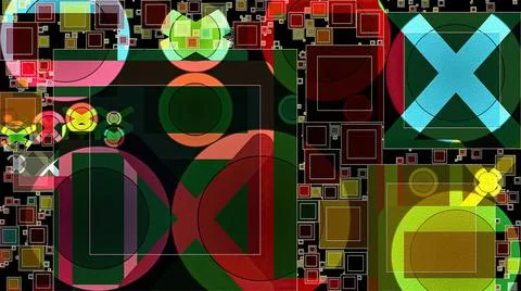 Artwork of abstract composition made with geometrical shapes and elements Stock Illustration