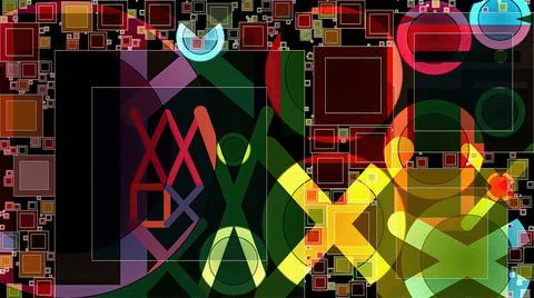 Artwork of abstract composition made with geometrical shapes and elements Stock Illustration