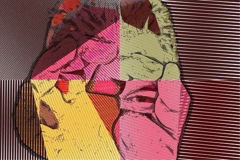 Artwork of abstract composition made with shapes and elements Stock Illustration