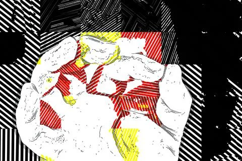 Artwork of abstract composition made with shapes and elements Illustrazione stock