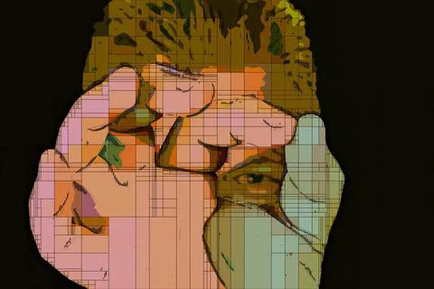 Artwork of abstract composition made with shapes and elements Stock Illustration