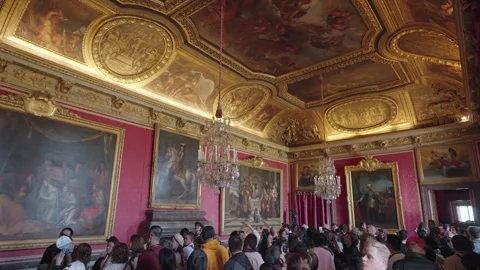 Artwork and ceiling paintings inside The Mars Room Versailles France Stock Footage 275871309