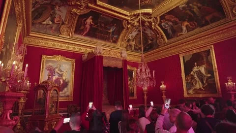 Artwork and ceiling paintings inside The Mars Room Versailles France Stock Footage 275871560