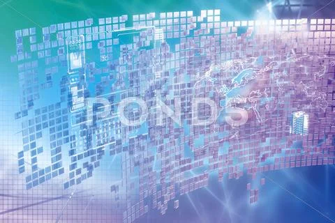 Artwork background blue connection continent Stock Illustration