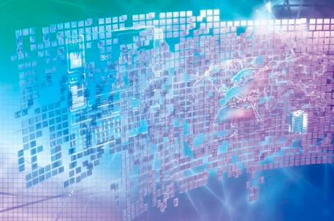 Artwork background blue connection continent Stock Illustration