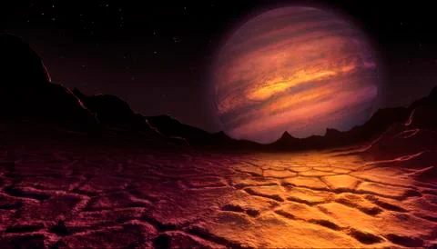 Artwork of brown dwarf seen from a planet Stock Illustration
