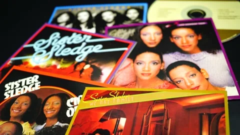 Artwork of the cd collection of the female US group SISTER SLEDGE Stock Footage 151485460