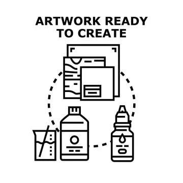 Artwork creating process concept illustration with materials Stock Illustration