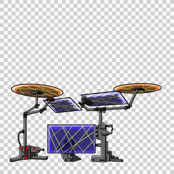 Artwork drawing of an electronic drum set 스톡 일러스트