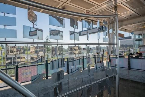 Artwork at the elevated concrete Seattle Link Light Rail SeaTec Airport sta.. Stock Photos