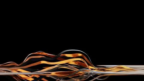 This artwork features abstract waves in vibrant shades of copper and deep black Ilustración de archivo