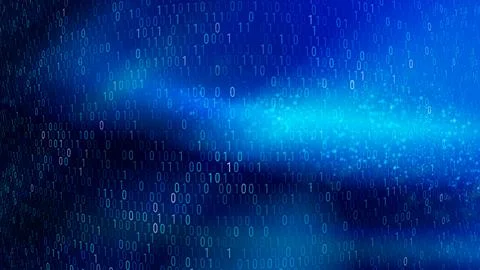 The artwork features a dynamic background of binary code in varying shades .. イラスト素材