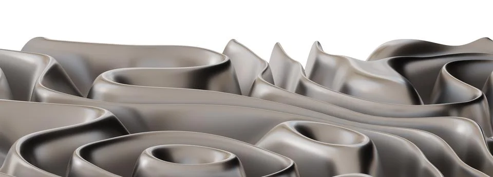 This artwork features a three-dimensional design created from chrome with flu Stock Illustration