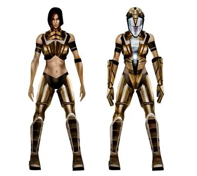 Artwork illustration of fantasy sci-fi girl character in suit. イラスト素材