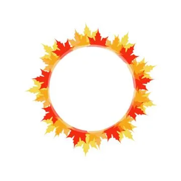 Artwork or frame with red and yellow maple leaves 스톡 일러스트